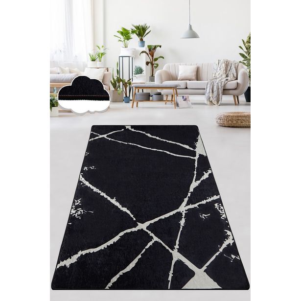 Matto Linento Broken, 200x290cm, musta/valkoinen