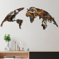 Metallinen seinäkoriste Linento World Map Medium 3, monivärinen