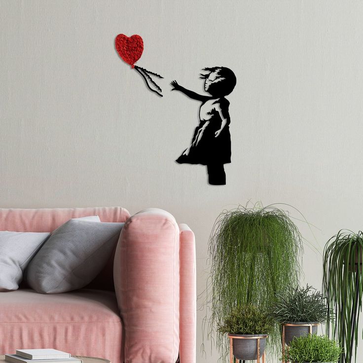 Metallinen seinäkoriste Linento Banksy 13-1, punainen/musta