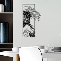 Metallinen seinäkoriste Linento Waves 3, musta