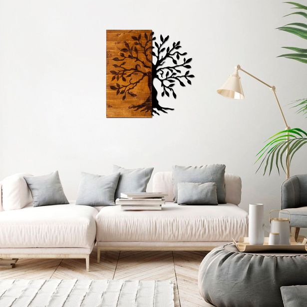 Seinäkoriste Linento Furniture Agac, ruskea/musta