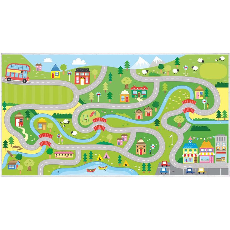 Liikennematto Linento Kids-39, 120x180cm, vihreä