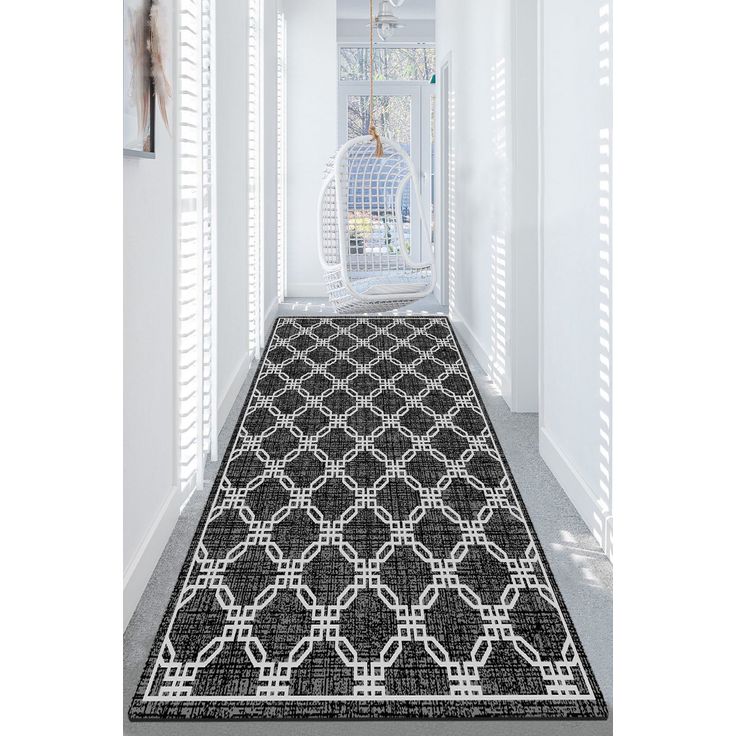 Matto Linento Chain Djt, 80x100cm, mustavalkoinen