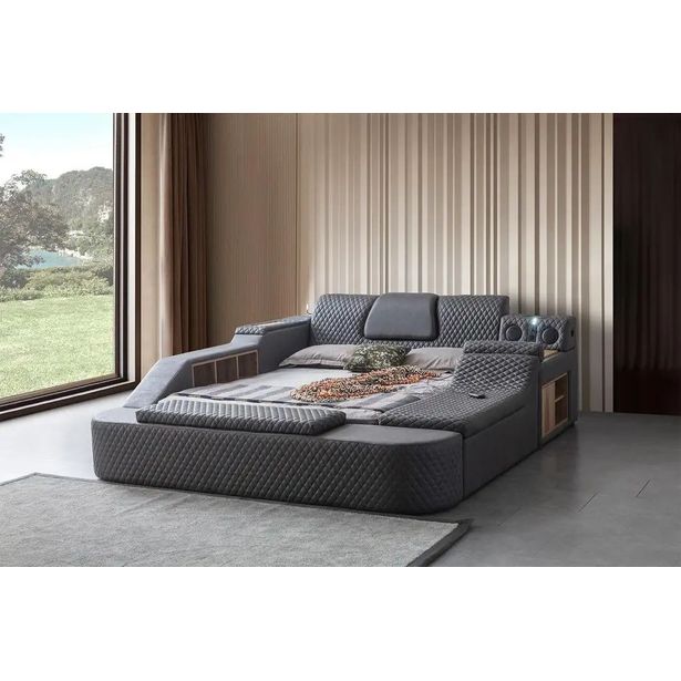 Sängynrunko Linento Furniture Escalade Smart, 250x290cm, hierontatoiminto, USB-portti, äänentoisto, musta