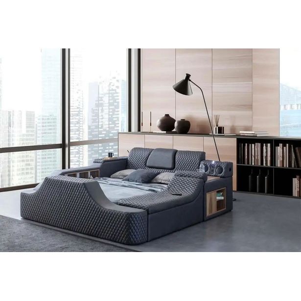 Sängynrunko Linento Furniture Escape Smart, 240x290cm, hierontatoiminto, USB-portti, äänentoisto, musta