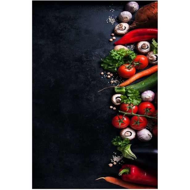 Keittiön matto Linento Wookece Vege musta/punainen, eri kokoja