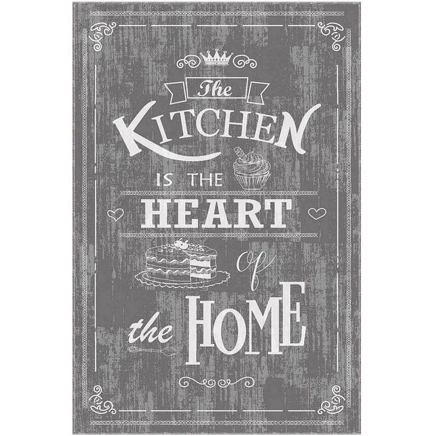 Keittiön matto Linento Wookece Kitchen Heart Home harmaa/valkoinen, eri kokoja