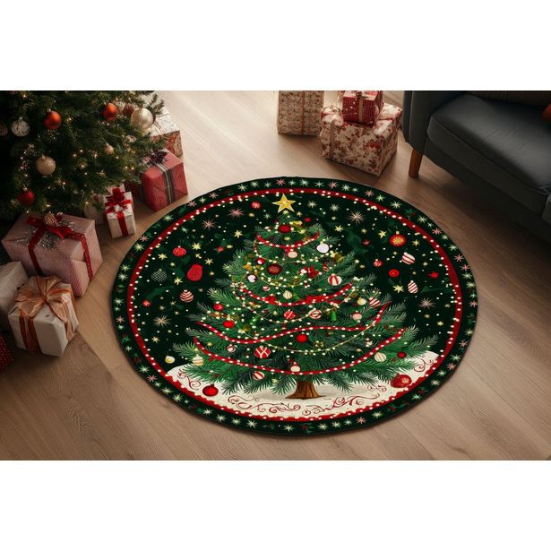 Joulumatto Linento Joulupuu, ø80cm, vihreä