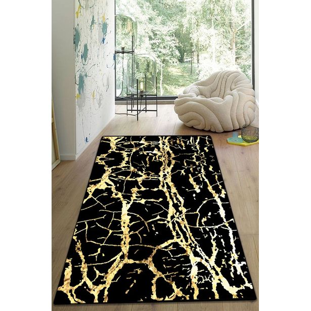 Matto Linento Goldes, 200x290cm, musta/kulta