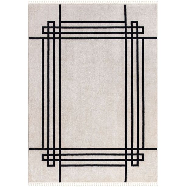 Matto Linento Antika, 80x150cm, mustavalkoinen