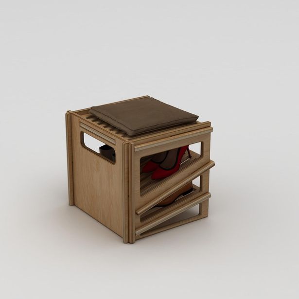 Kenkäteline Linento Furniture Jolly, 44x44x42cm, ruskea