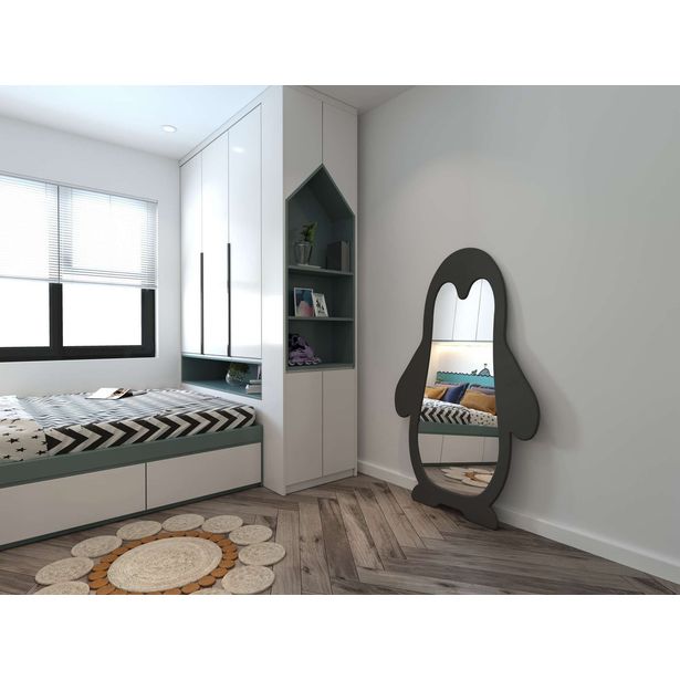 Lasten peili Linento Furniture Penguin, 90x150cm, musta