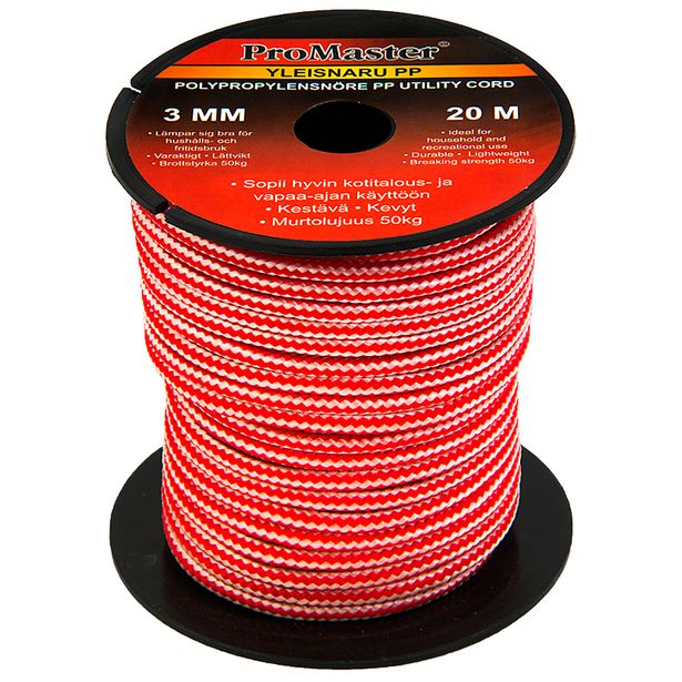 Yleisnaru ProMaster PP, 3 mm x 20 m punainen