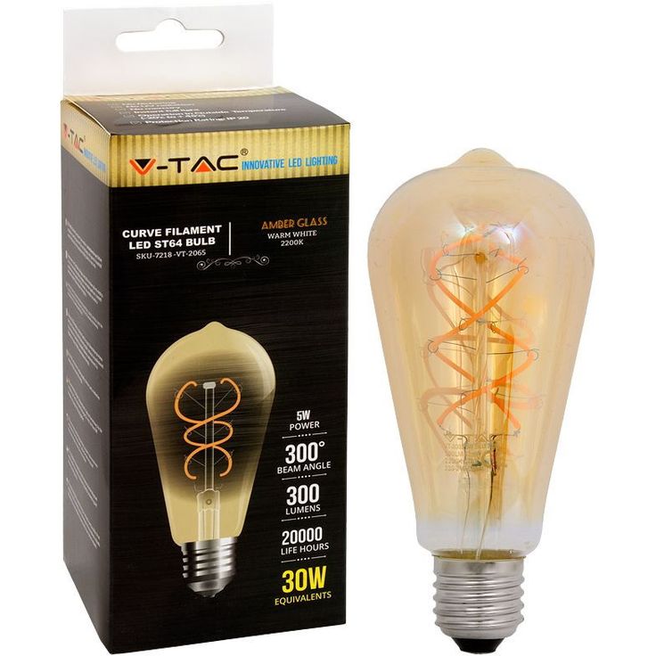 LED-polttimo V-TAC 5W E27 2200 K, 300 lm, ST64, meripihka