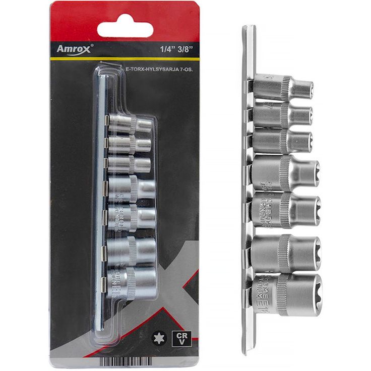 E-Torx-hylsysarja Amrox, 1/4" ja 3/8", 7-os.