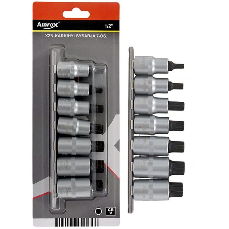 XZN-kärkihylsysarja Amrox, 1/2", 7-os.