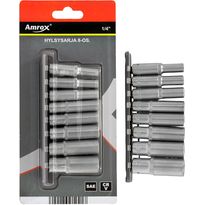 Pitkä hylsysarja Amrox, 1/4&quot;, SAE, 8-os.