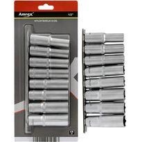 Pitkä hylsysarja Amrox, 1/2&quot;, 12-19mm, 8-os.
