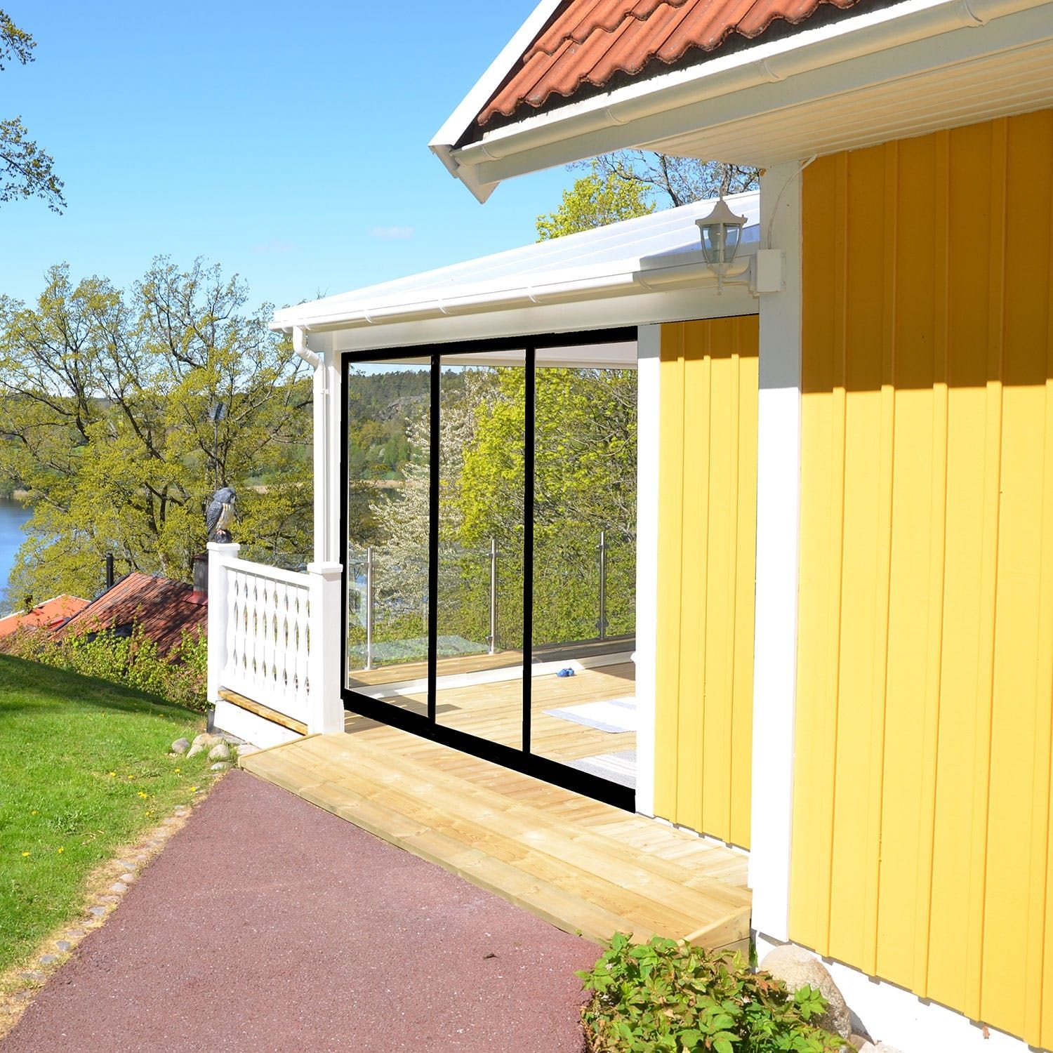Terassin liukuovi Landskap Stadig, kesäkausi, 3 osaa, 2567 mm, musta
