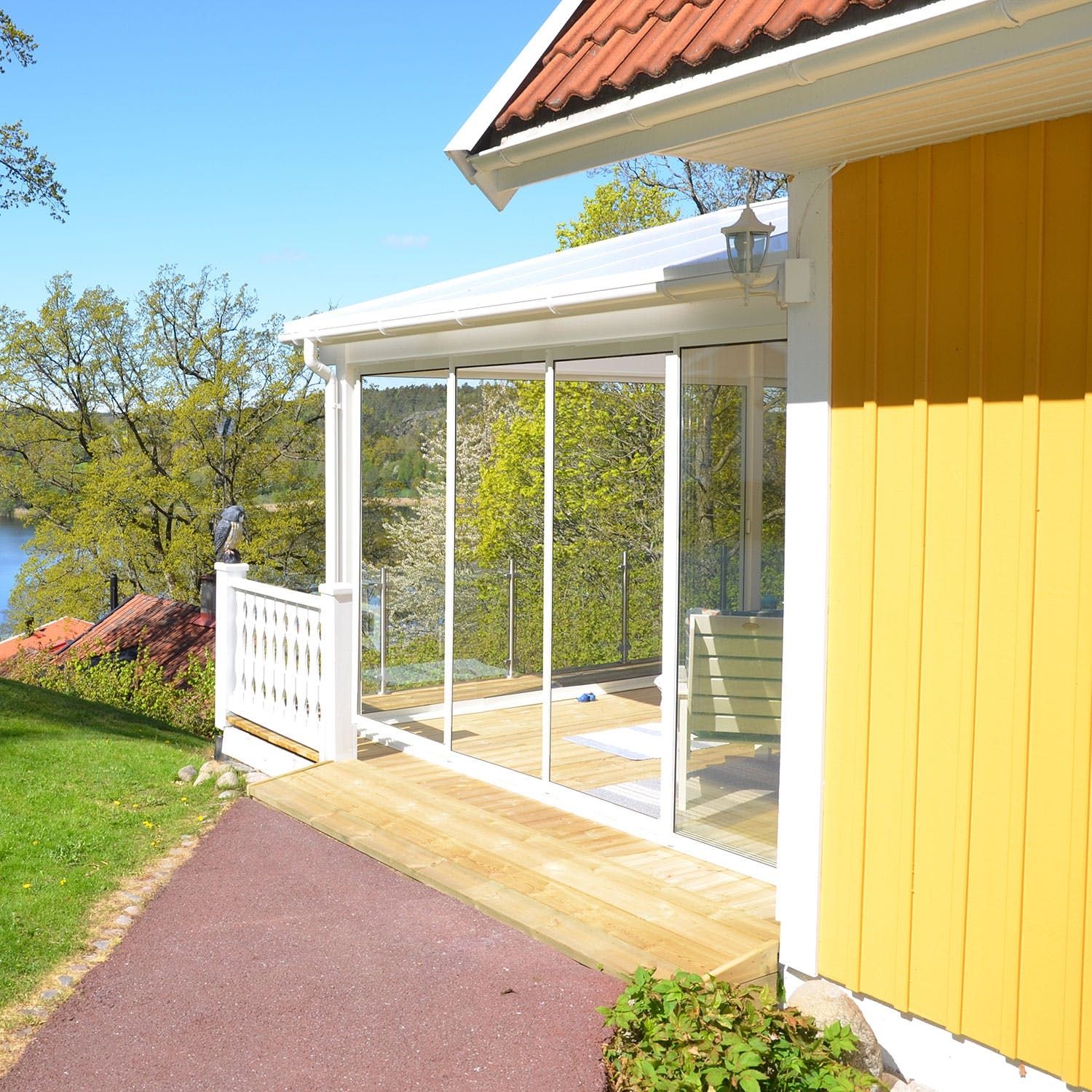 Terassin liukuovi Landskap Stadig, energiapinnoite, pidennetty kesäkausi, 4 osaa, 3090 mm, valkoinen