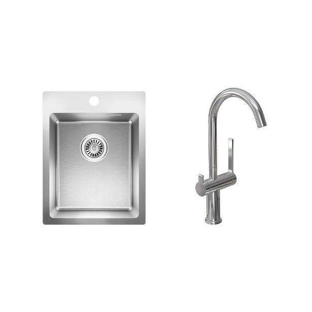 Keittiöallas Blanco Luna-X 340-IFA 505x390mm rst + keittiöhana Lapetek Round-A kromi