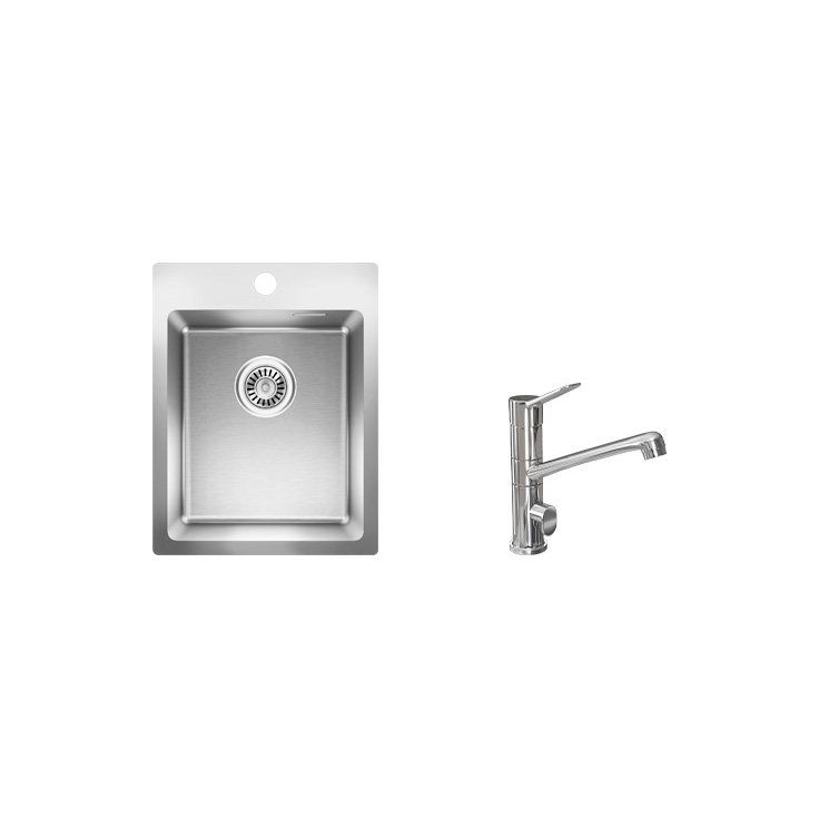 Keittiöallas Blanco Luna-X 340-IFA 505x505mm rst + keittiöhana Lapetek Lina-A kromi
