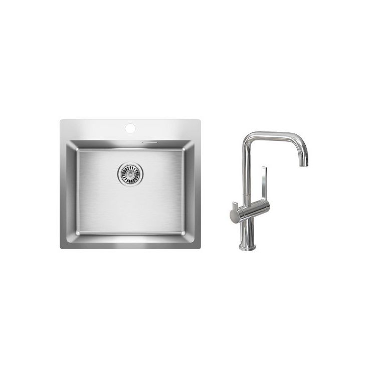 Keittiöallas Blanco Luna-X 500-IFA 550x505mm rst + keittiöhana Lapetek Lino-A kromi