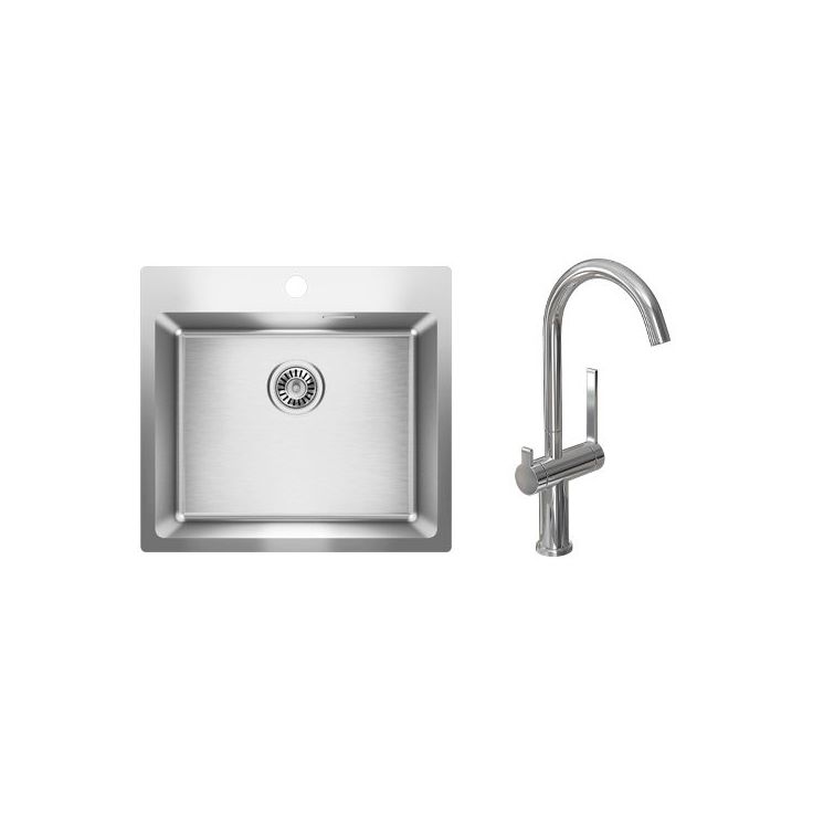 Keittiöallas Blanco Luna-X 500-IFA 550x505mm rst + keittiöhana Lapetek Round-A kromi