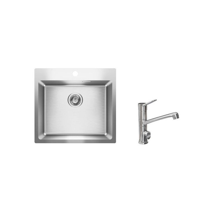 Keittiöallas Blanco Luna-X 500-IFA 550x505mm rst + keittiöhana Lapetek Lina-A kromi