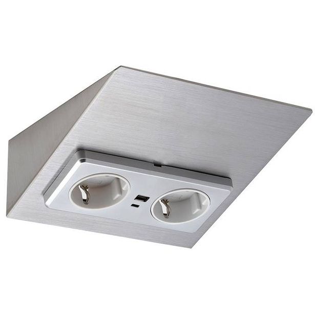 Pistorasia Limente Mini-2C USB, IP20, 58x162x170mm, rst, Verkkokaupan poistotuote