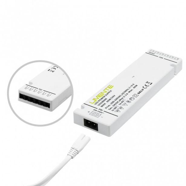 LED-virtalähde Limente, 24V, 60W, integroidut liittimet, Verkkokaupan poistotuote