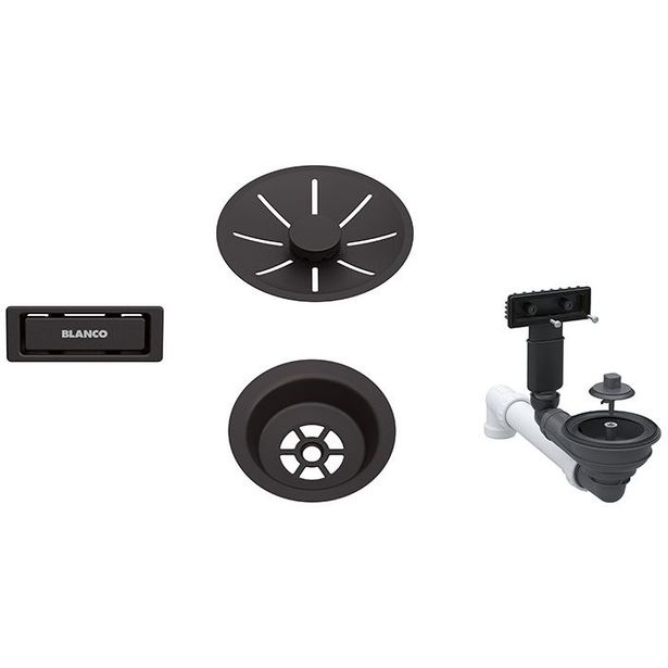 Pohjaventtiilistö Blanco InFino, 1 altaalle, manuaalinen, musta