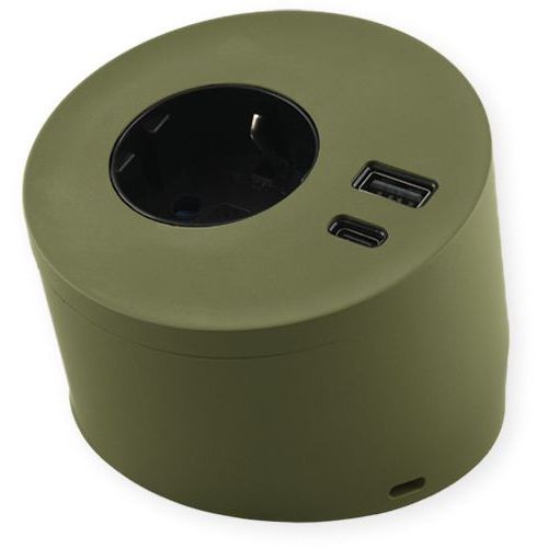 Pistorasia Limente Spot USB pinta-asennettava vapaasti tasolla seisova IP20 240V vihreä