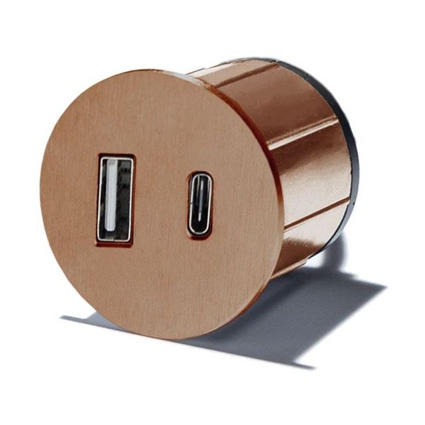 Pistorasia Limente Pick-1 USB pyöreä IP20 240V kupari