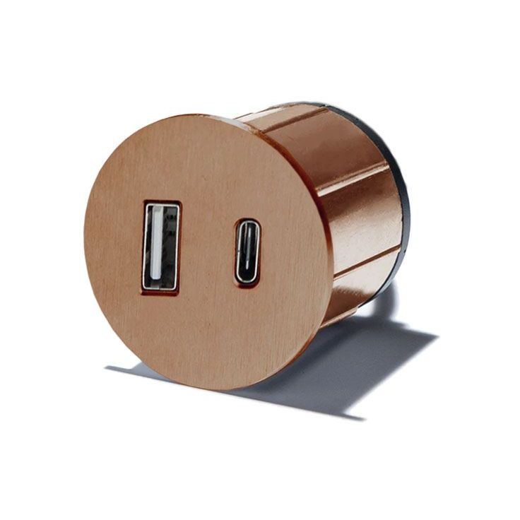 Pistorasia Limente Pick-1 USB pyöreä IP20 240V kupari