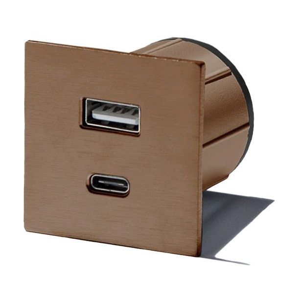 Pistorasia Limente Pick-2 USB neliö IP20 240V kupari
