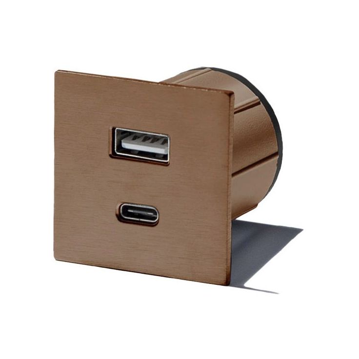 Pistorasia Limente Pick-2 USB neliö IP20 240V kupari
