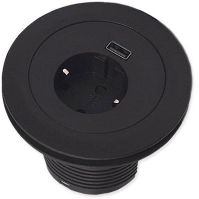 Pistorasia Limente Tag USB A, IP20 240V musta