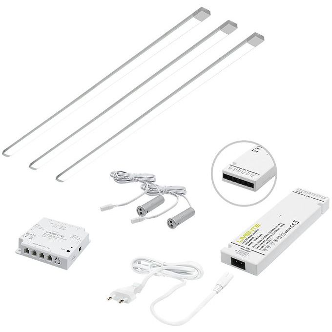 LED-valaisinsetti aamiaiskaappiin Limente Profil virtalähde 4000K 3x57cm vaaka IP20 24V alumiini