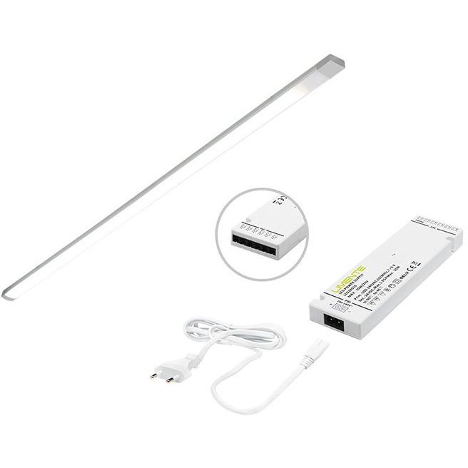 LED-valaisinsetti aamiaiskaappiin Limente Profil IR-DIM virtalähde 4000K 9W IP20 24V 85cm alumiini