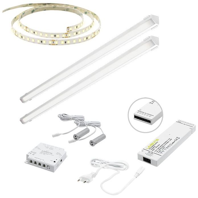 LED-valaisinsetti kaappiin Limente ovitunnistin virtalähde 3000K 4m IP20 24V valkoinen