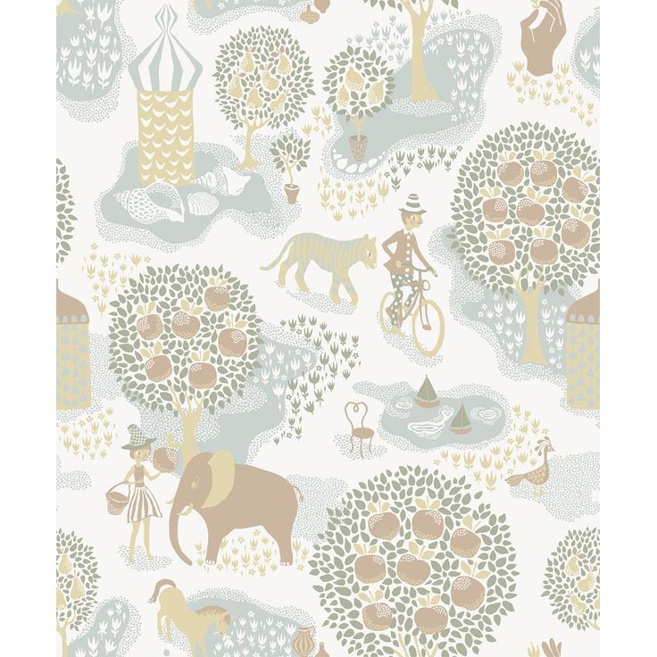 Lastenhuoneen tapetti Littlephant Jardin de la vie, värikäs