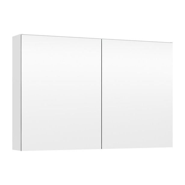 Peilikaappi LED-valolla Temal Choice, 100 cm, 2 ovea, pistorasia oikea, kiiltävä valkoinen