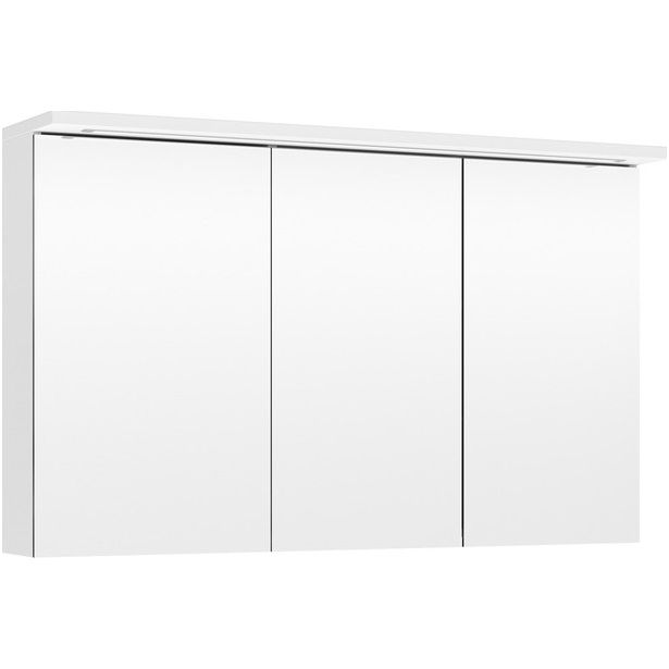 Peilikaappi LED-valolla Temal Highlight, 110 cm, pariovet oikea, pistorasia oikea, valkoinen laminaatti