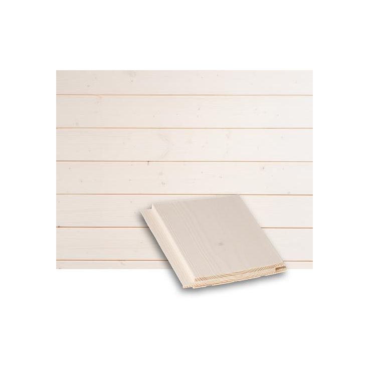 Sisustuspaneeli Lauta STS4, 14x120x2380mm, kuusi, valkolakattu