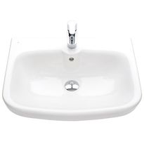 Pesuallas Ido Glow 600 kulmikas, ylivuotosuojalla, hanareikä keskellä, Verkkokaupan poistotuote