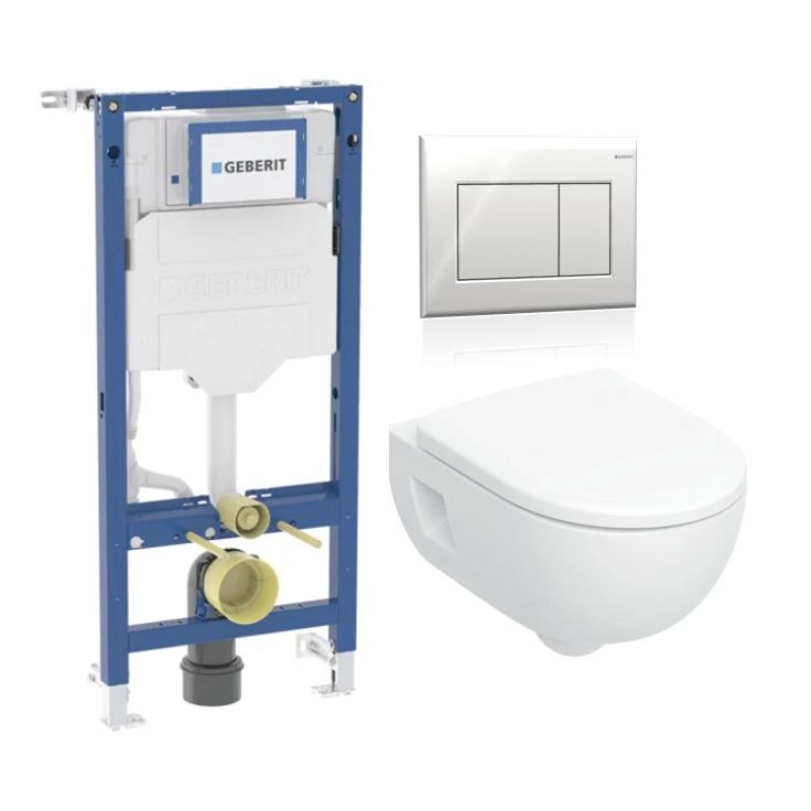 Seinä-WC-paketti Geberit Renova, Geberit Duofix Sigma -seinätelineellä ja istuinkannella, huuhtelukaulukseton