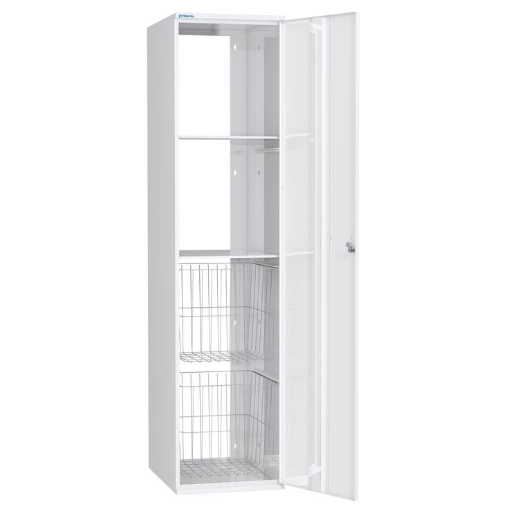 Pyykkikaappi Polaria 400x1700x530 mm, oikeakätinen, sylinterilukko, 2 koria + 2 hyllyä