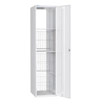 Pyykkikaappi Polaria 400x1700x530 mm, oikeakätinen, sylinterilukko, 3 koria + 2 hyllyä
