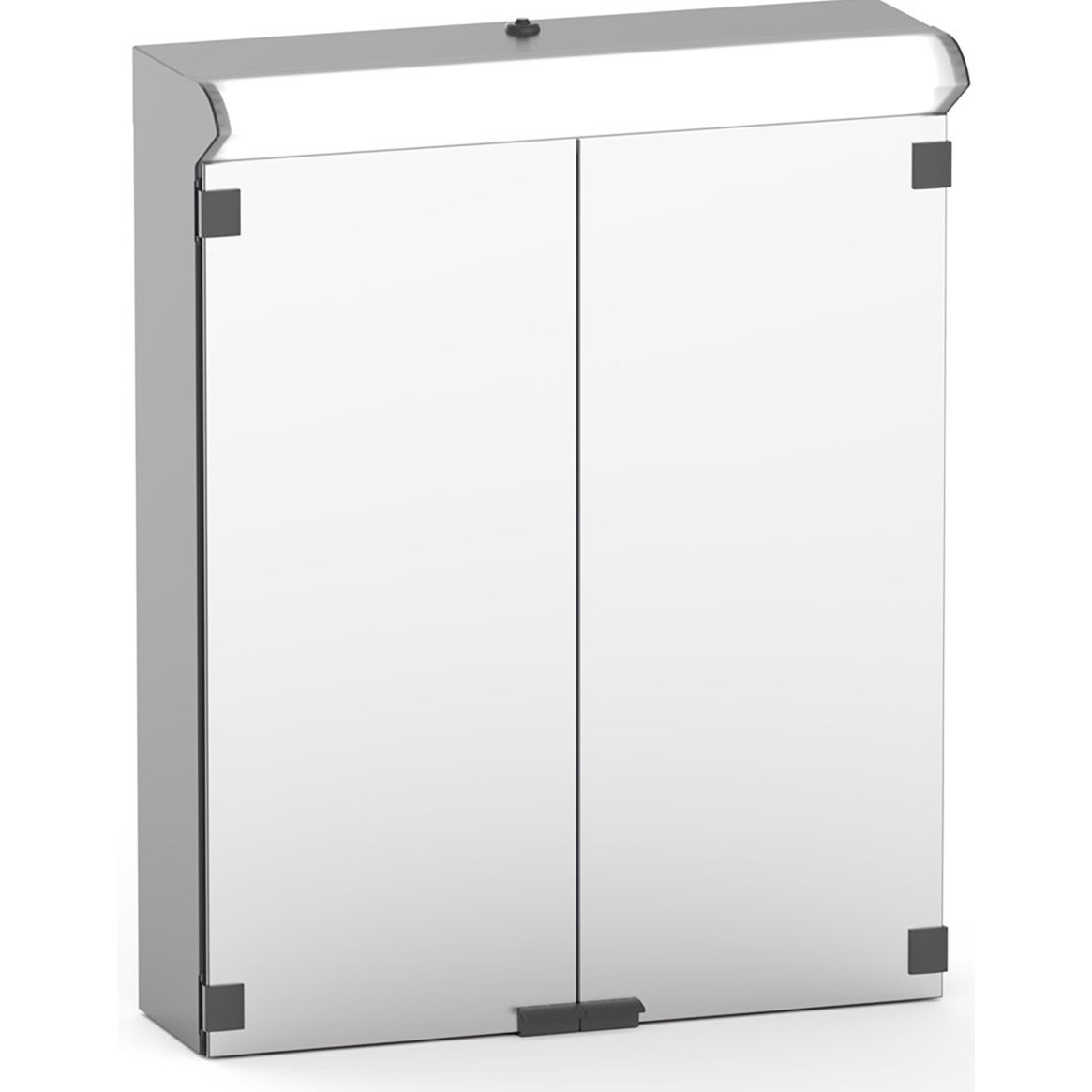 Peilikaappi LED-valaisimella Polaria Lumena 600, harmaa, pistorasia oikea